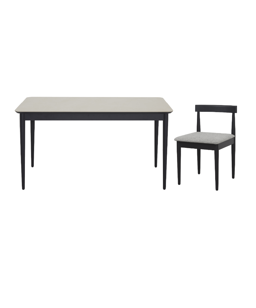 PL 마론 오블롱 테이블(블랙 우드) + 마론 체어 시크 블랙 SET